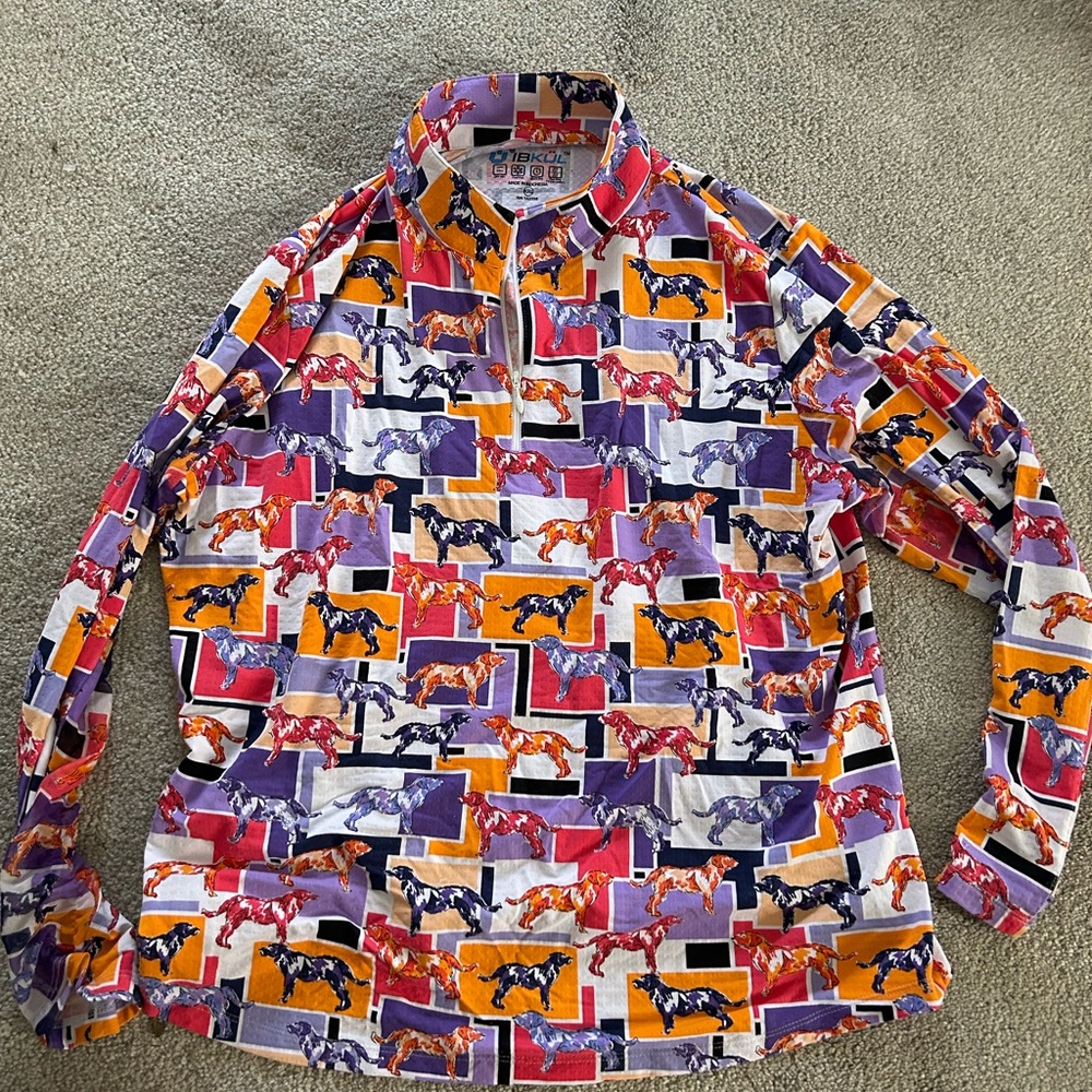 IBKUL athletic zip up sweater athleisure size XXL used dogs dog print stretchy